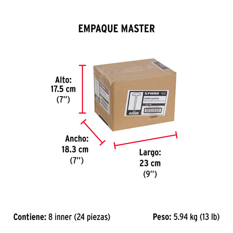 Caja con 500 clavillos niquelados de 17 mm, FIERO | CLV-17N | 44900
