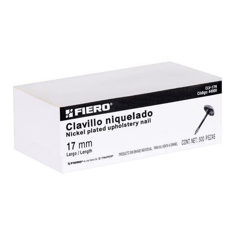 Caja con 500 clavillos niquelados de 17 mm, FIERO | CLV-17N | 44900