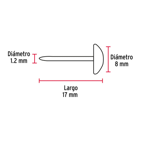 Caja con 500 clavillos dorados de 17 mm, FIERO | CLV-17D | 44901