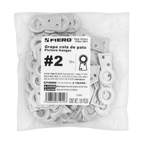 Bolsa con 100 colas de pato #2, 3.5 cm altura, 9 mm ojillo | COLPA-2 | 44911