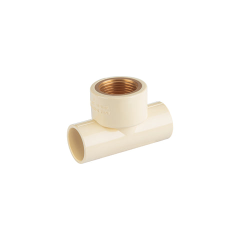 Tee de CPVC 3/4' rosca central hembra inserto latón, FOSET | CPVC-704 | 44916