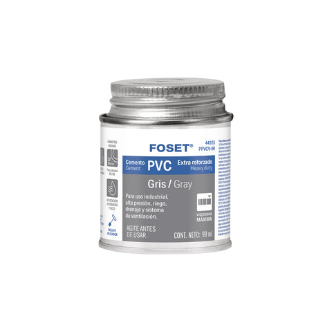 Cemento p/PVC, gris, máxima viscosidad, lata 90ml, FOSET | PPVCV-90 | 44925