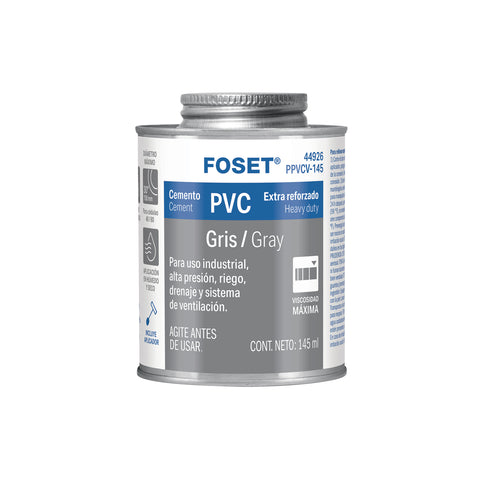 Cemento p/PVC, gris, máxima viscosidad, lata 145ml, FOSET | PPVCV-145 | 44926