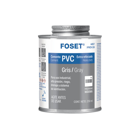Cemento p/PVC, gris, máxima viscosidad, lata 250ml, FOSET | PPVCV-250 | 44927