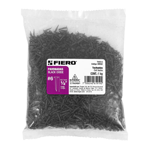 Bolsa con 1 kg de tachuelas pavonadas No. 6, FIERO | TAVO-6 | 44932