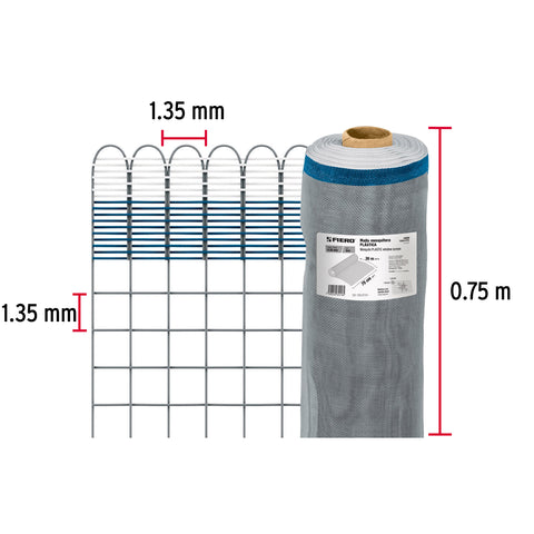 Rollo de 30 m x 0.75 m de malla mosquitera plástica gris | TEMO-07PG | 44958