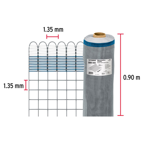 Rollo de 30 m x 0.9 m de malla mosquitera plástica gris | TEMO-09PG | 44959