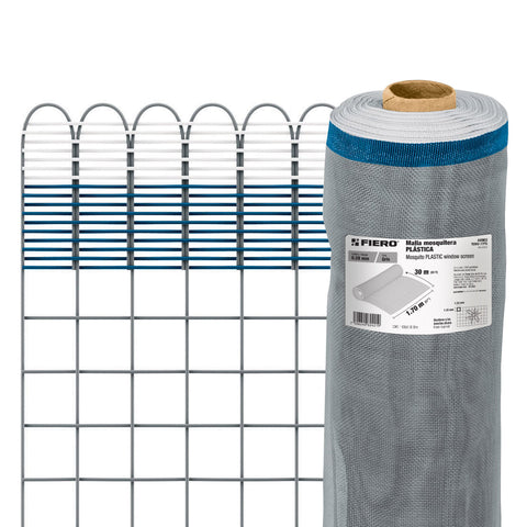 Rollo de 30 m x 1.7 m de malla mosquitera plástica gris | TEMO-17PG | 44963
