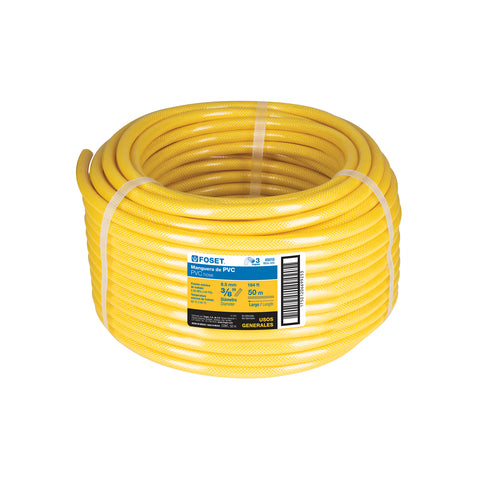 Manguera para gas, PVC amarilla, 3/8' s/conexión, 50 m,FOSET | MGA-500 | 45015