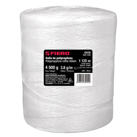 Rollo de rafia de 1125 m color blanco calibre 3.8 g/m | RAF-445 | 45038