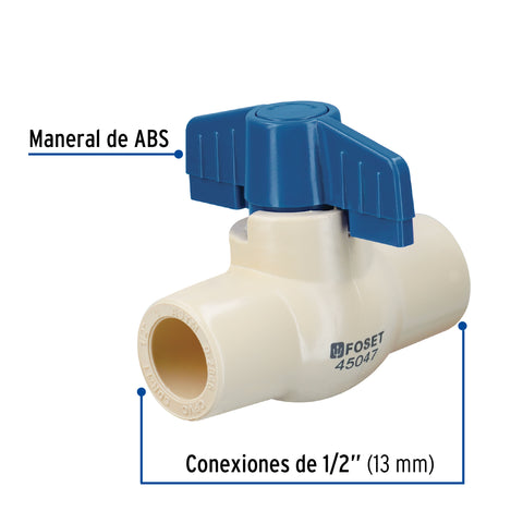 Válvula de esfera de CPVC de 1/2', FOSET | CPVC-ES-1/2 | 45047
