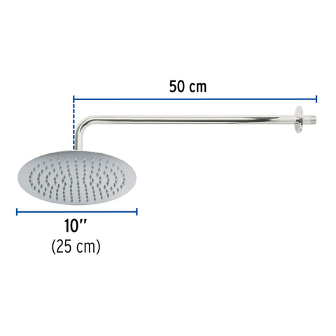 Regadera plato redondo 10' con brazo, cromo, FOSET RIVIERA | R-311 | 45077