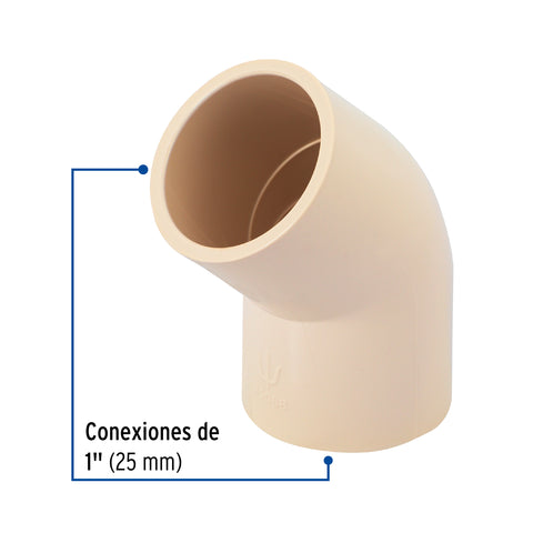 Codo 45° de CPVC de 1', FOSET | CPVC-863 | 45088