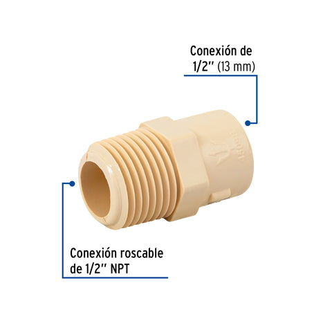 Conector macho de CPVC 1/2', FOSET | CPVC-611 | 45098