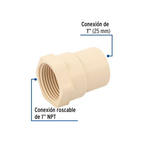 Conector hembra de CPVC 1', FOSET | CPVC-603 | 45103