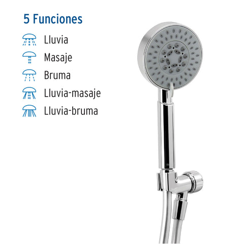 Regadera cromo de teléfono 4' con soporte, FOSET ELEMENT | R-012 | 45165