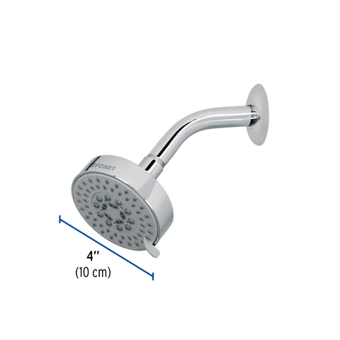 Regadera cromo 4'con 5 funciones, con brazo, FOSET ELEMENT | R-202 | 45167