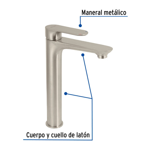 Monomando alto para lavabo, satín, FOSET RIVIERA | RIM-46N | 45180