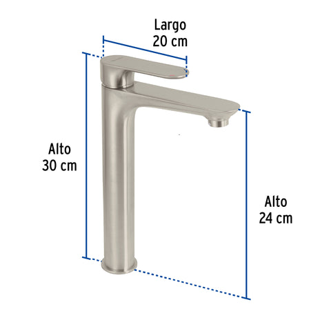 Monomando alto para lavabo, satín, FOSET RIVIERA | RIM-46N | 45180