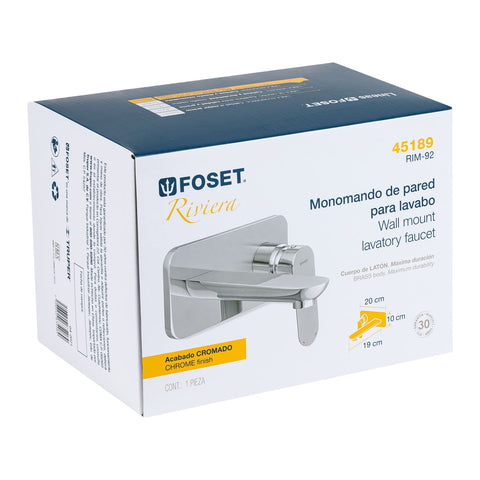 Monomando a pared para lavabo, cromo, FOSET RIVIERA | RIM-92 | 45189