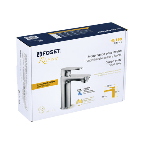 Monomando corto para lavabo, cromo, FOSET RIVIERA | RIM-45 | 45190