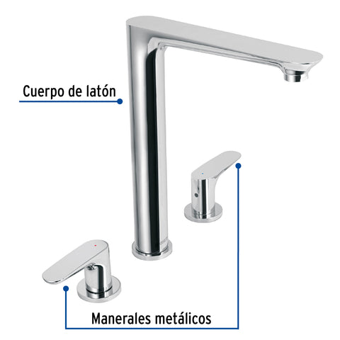Mezcladora cuello alto para fregadero, cromo, FOSET RIVIERA | RIM-81 | 45192