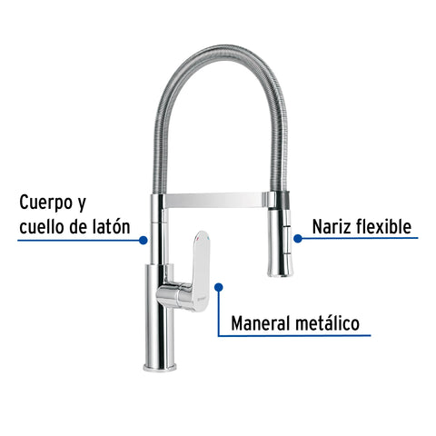 Monomando nariz flexible para fregadero, cromo,FOSET RIVIERA | RIM-84 | 45195