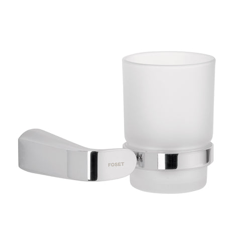 Portavaso cepillero cromo con vaso de vidrio, FOSET RIVIERA | RIA-71 | 45205
