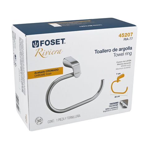 Toallero argolla de latón en acabado cromo, FOSET RIVIERA | RIA-77 | 45207