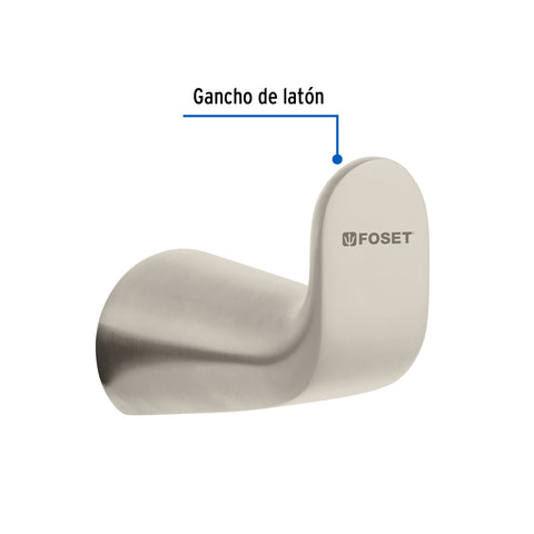 Gancho sencillo de latón acabado satín para toalla, RIVIERA | RIA-73N | 45219