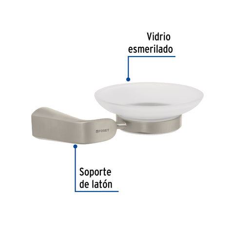 Jabonera de latón acabado satín con plato de vidrio, RIVIERA | RIA-74N | 45221