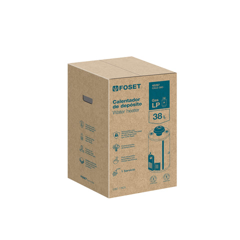Calentador de depósito, 38L, 1 servicio, gas LP, FOSET | CALE-38D | 45267
