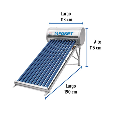 Calentador solar de agua 10 tubos, 120L, 3 personas, FOSET | CALE-10S | 45270