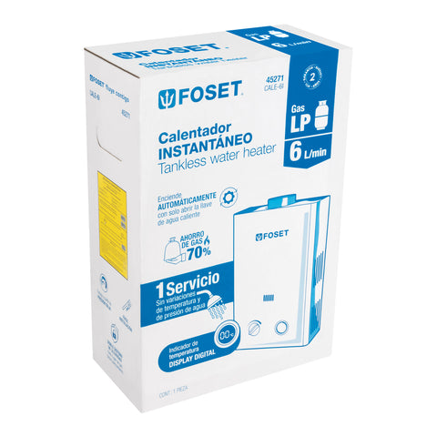 Calentador instantáneo, 6L, 1 servicio, gas LP, FOSET | CALE-6I | 45271