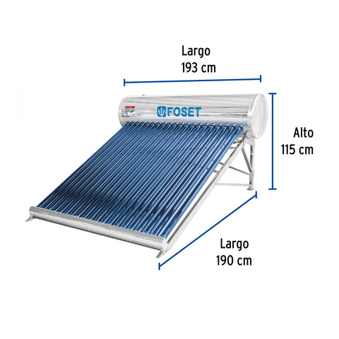 Calentador solar de agua, 20 tubos, 240L, 7 personas, FOSET | CALE-20S | 45273