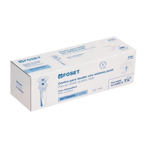 Contra p/lavabo con rebosadero, sistema push, satín, 1-1/4' | CE-206N | 45283