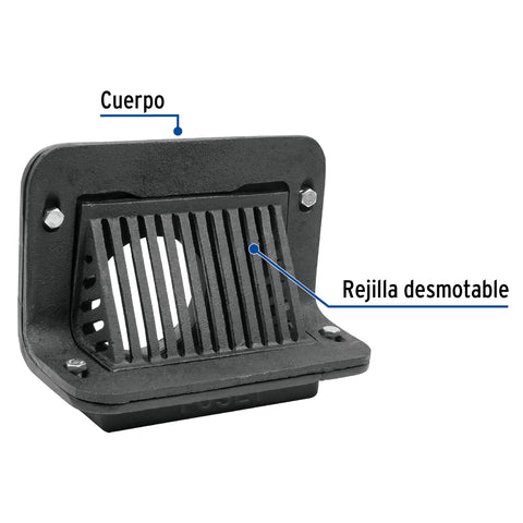 Coladera de hierro pretil para azotea, FOSET | CO-49 | 45302