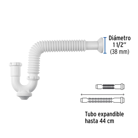 Céspol rígido p/fregadero s/contra, polipropileno, 1-1/2' | CE-296 | 45317