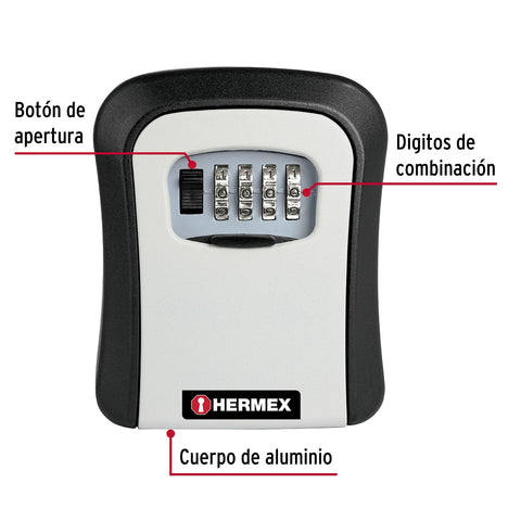 Caja de combinación guardallaves para pared, 12cm, HERMEX | CALLA-12C | 45328