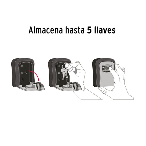Caja de combinación guardallaves para pared, 12cm, HERMEX | CALLA-12C | 45328