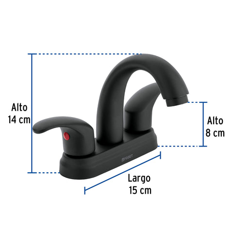 Mezcladora lavabo 4' negro, nariz curva, palanca, AQUA | AQM-52M | 45357