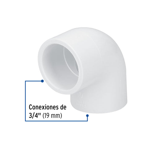 Codo 90° de PVC de 3/4', FOSET | PVC-562 | 45412
