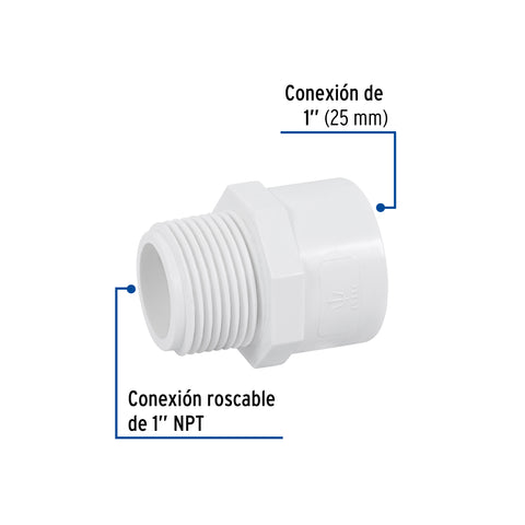 Adaptador macho de PVC de 1', FOSET | PVC-613 | 45431