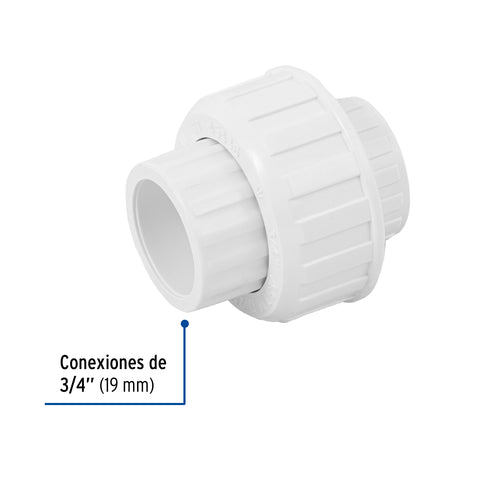 Tuerca unión lisa de PVC 3/4', FOSET | PVC-972 | 45436