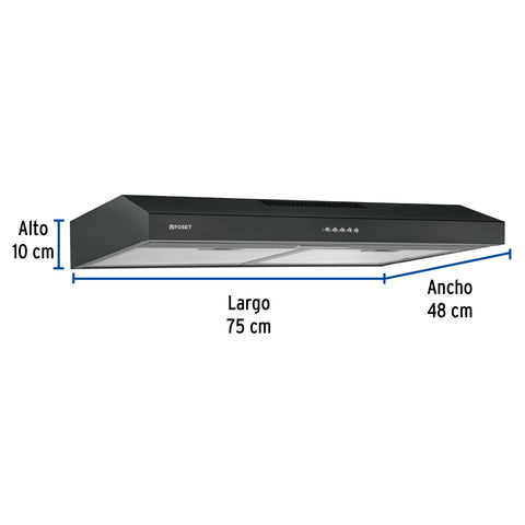 Campana extractora 75 cm, empotrable, negra, FOSET | CAME-75M | 45440