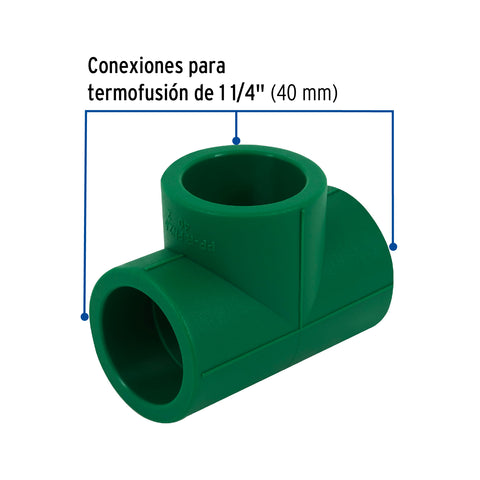 Tee sencilla de PPR 1-1/4', FOSET | CV-764 | 45465