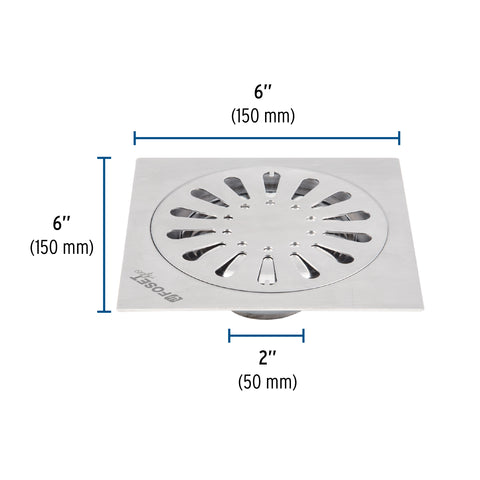Resumidero cuadrado 6' x 6', acero inoxidable, gota, AQUA | RS-607 | 45472