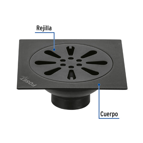 Resumidero cuadrado 4' x 4', acero inoxidable, negro, gota | RS-605M | 45473