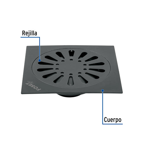 Resumidero cuadrado 6' x 6', acero inoxidable, negro, gota | RS-607M | 45474