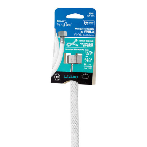 Manguera lavabo/fregadero, vinilo blanco, 1/2' x 3/8',40 cm | FLA-40VL | 45491